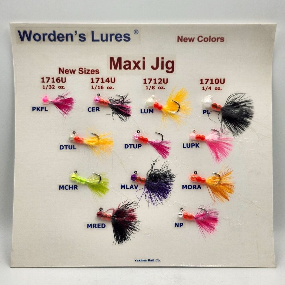 Yakima Bait Wordens Lures Maxi Jig Sample Display Board 818494 b